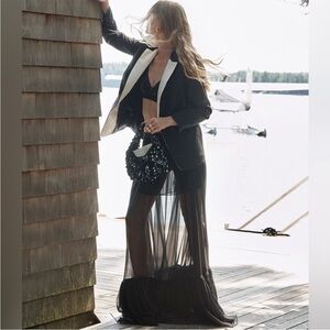 J. Crew Collection Full Length Black Tiered Skirt Size 10.